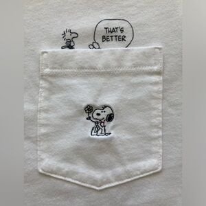 White UNIQLO UT X PEANUTS Snoopy and Woodstock T-Shirt with Pocket - Kid…